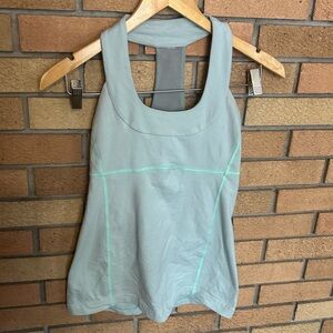 Lululemon Thick Strap Scoop Neck Halter Tank Top Blue/Grey Green Size 6
